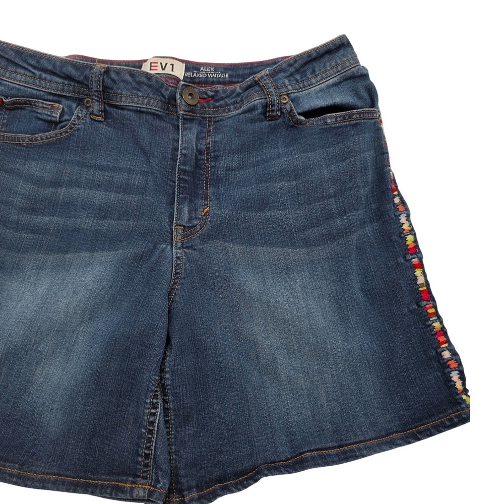 EV1 Denim Shorts Womens 10 Blue Excellent Alex Relaxed‎ Vintage Embroidered Side